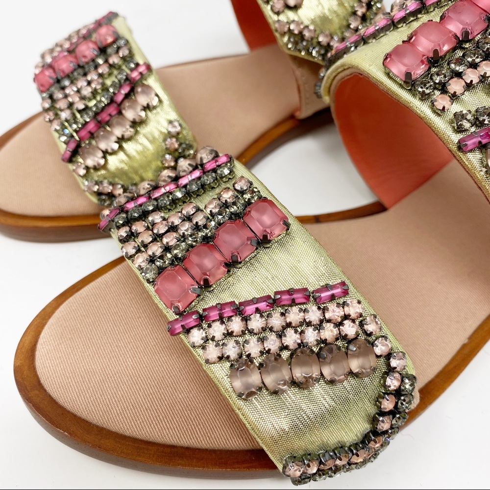 Tory Burch Tanner Beaded Jeweled Crystal Sandals 5 - Picture 3 of 7
